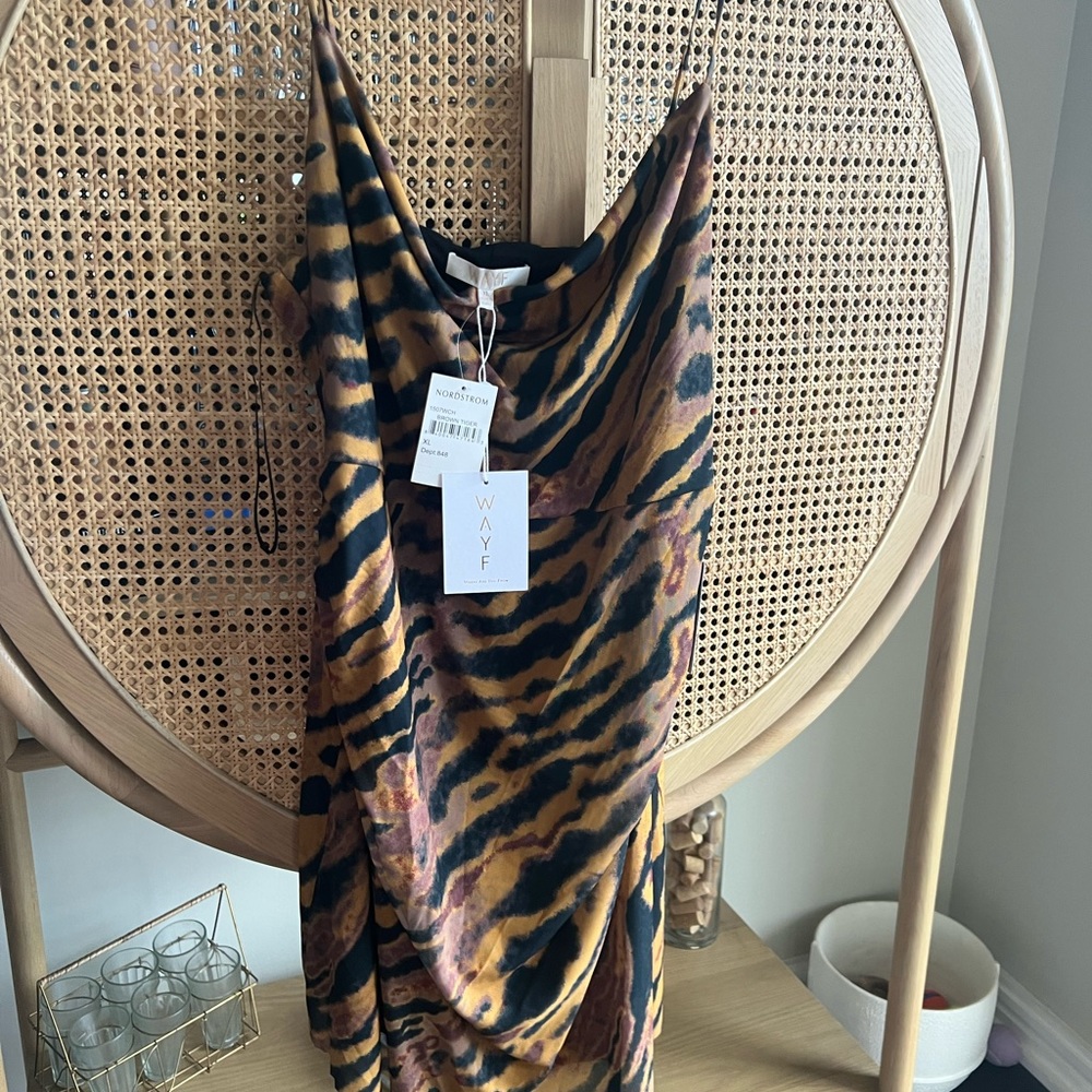 Wayf mesh ruched animal print dress Size XL